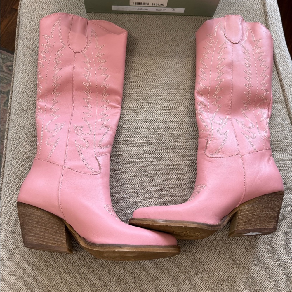 Kali Shoes - Kelly Texan Pink Leather Cowboy Boots